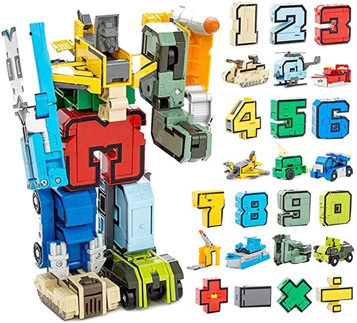 変形ロボットおもちゃ 組み立てモデルDIY学習 0-9算数足し算 引き算 掛け算 割り算 分解おもちゃ 立体パズル ままごと・ごっこ遊びトイ おもちゃ・ホビー・ゲーム