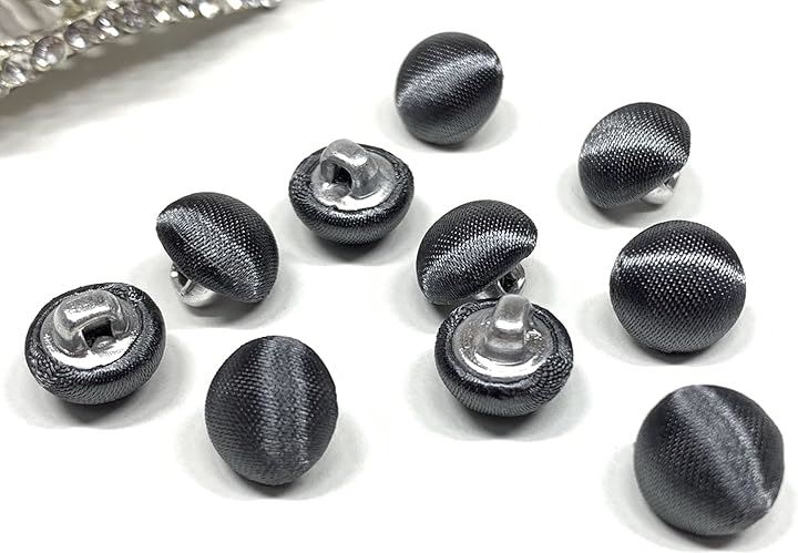 ボタン くるみボタン １０ｍｍ １０個セット ミニサイズ ハンドメイド 材料( サテンーグレー, 10mm)