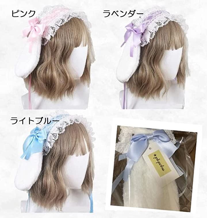 リボンカチューシャ パープル ヘッドドレス メイド ロリータ - ヘアバンド