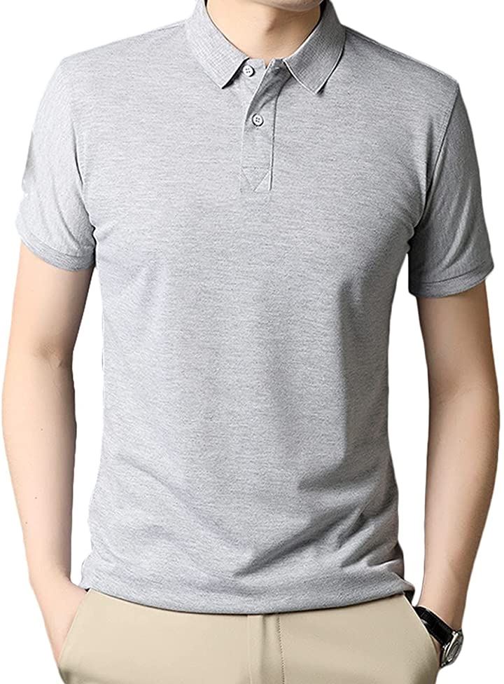 ジョプリンアンドコー 半袖ポロシャツ 襟付き クールビズ 薄手 メンズ トップス メンズファッション(グレー, XL)