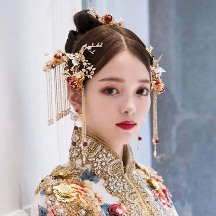Amazon.co.jp: ブライダルヘアピン、中国のヘアスティックヘア