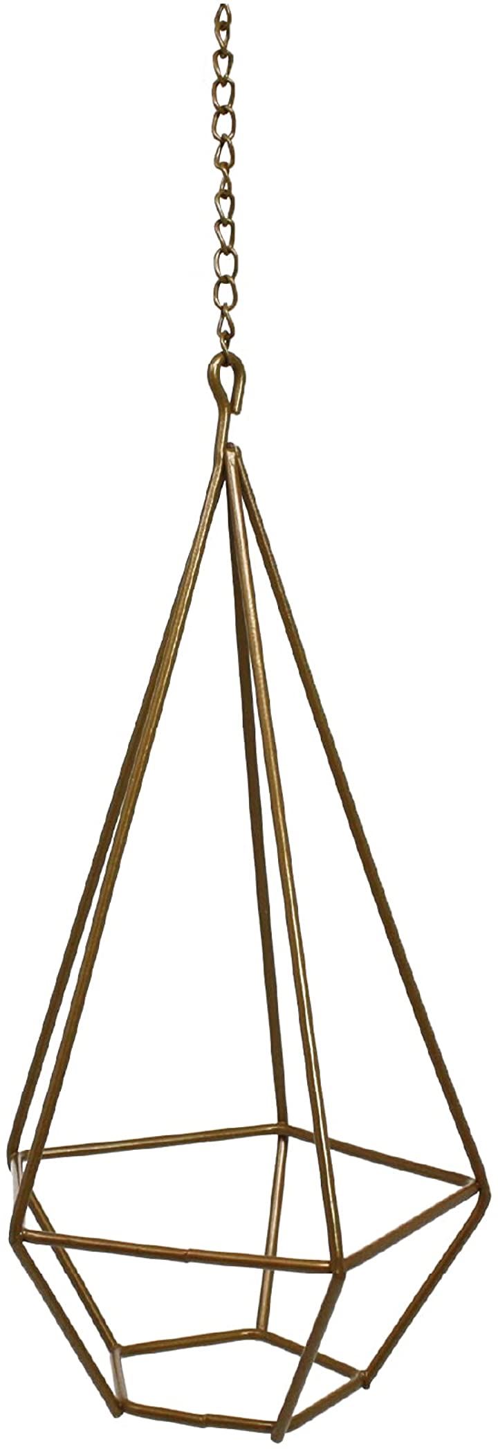 アイアン プラントハンガー チェーン付き エアプランツ 吊るす 植物ホルダー ダイヤ ダイヤ 五角形