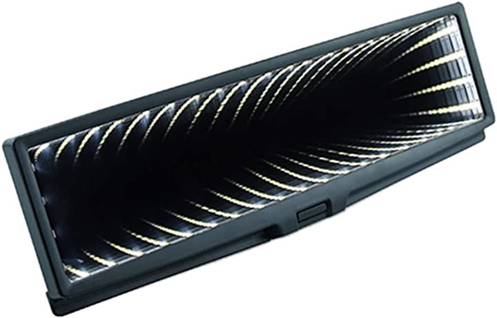 ルームミラー LED ブラックホール ワイドミラー バック インテリア カスタム パーツ 平面 車内( ホワイト)