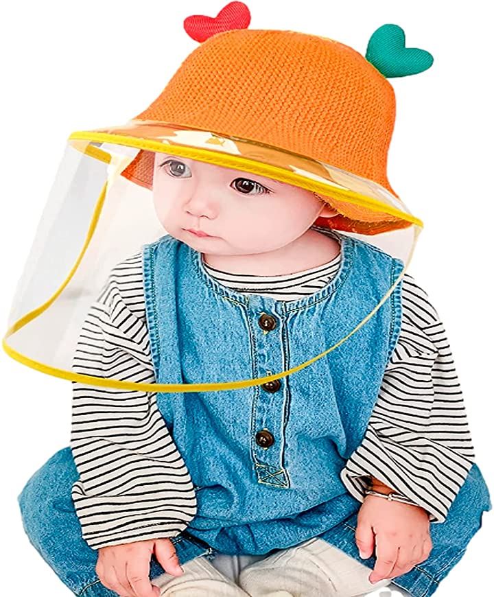 ミャオッティ ベビーニット帽子 赤ちゃん 外出用 フェイスガード付き 新生児( オレンジ, 6-3 Years)