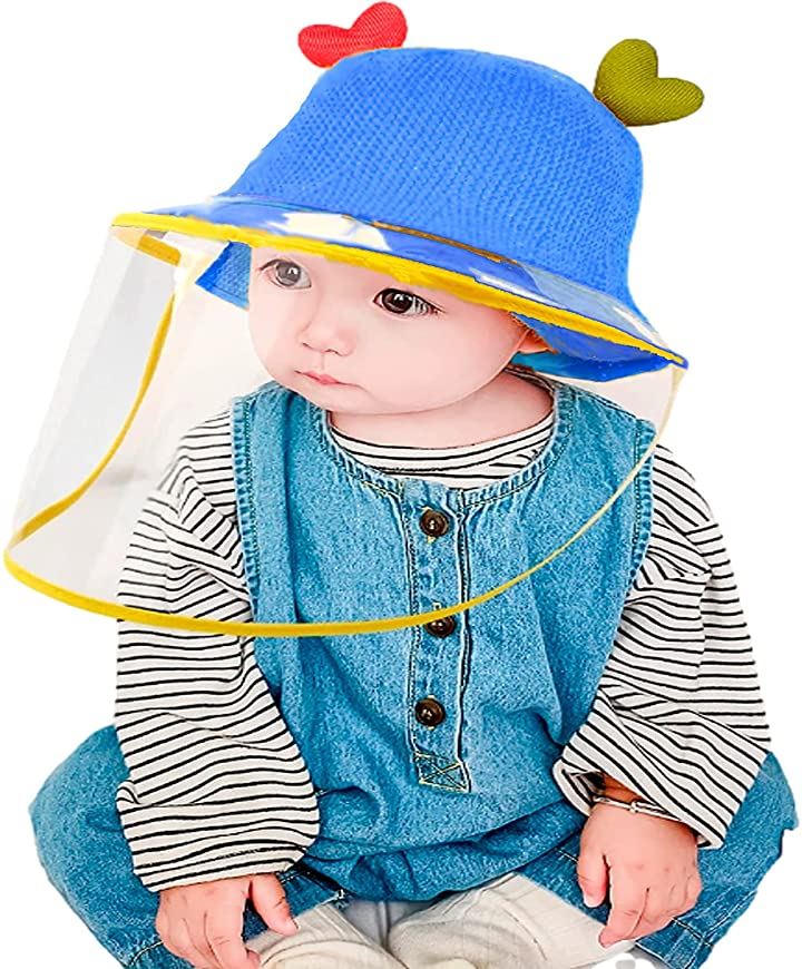 ミャオッティ ベビーニット帽子 赤ちゃん 外出用 フェイスガード付き 新生児( ブルー, 6-3 Years)