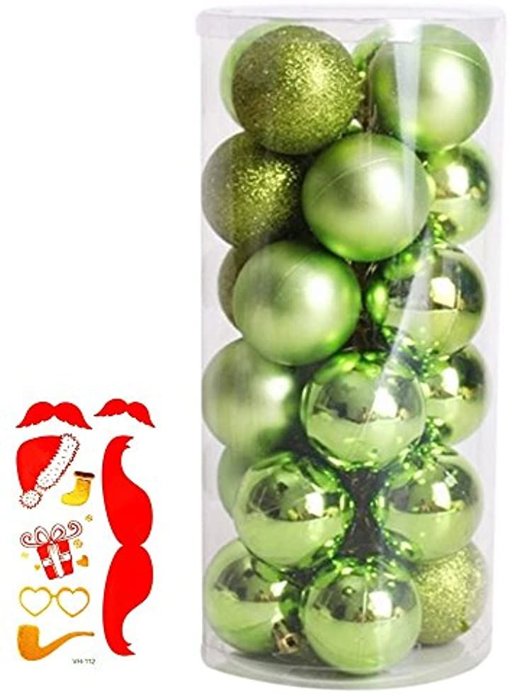 選べる全11色 クリスマス オーナメント ボール 24個セット ツリー デコレーション 飾り パーティー ボディシール 付き2点セット S325 クリスマスオーナメント クリスマス用品 パーティー・イベント用品・販促品(グリーン, 8cm)