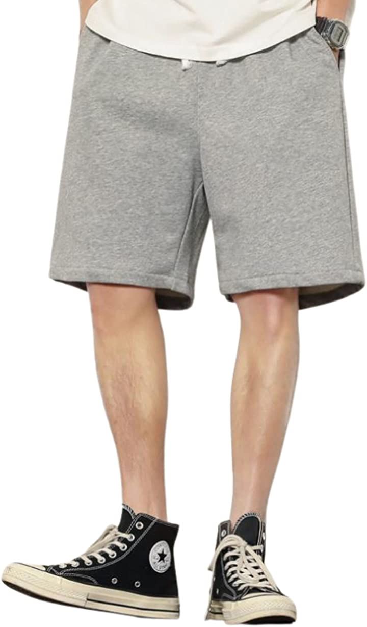 ハーフパンツ 5分丈 短パン カジュアル 半ズボン ショートパンツ・ハーフパンツ パンツ・ボトムス スーツ メンズファッション(グレー, L)