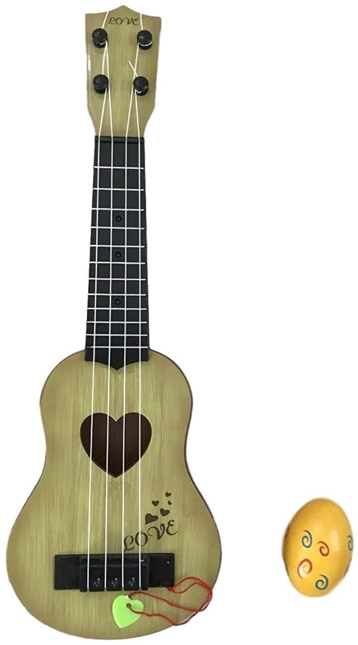 おもちゃ ウクレレ 子供用 ミニギター 撮影小物 エッグシェイカー 4弦 44cm 楽器玩具 おもちゃ・ホビー・ゲーム(ベージュ, 44cm)