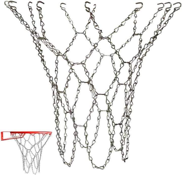 バスケットボール ネット チェーン バスケットフープ バスケットゴール 金属チェーン リングネット( シルバー)