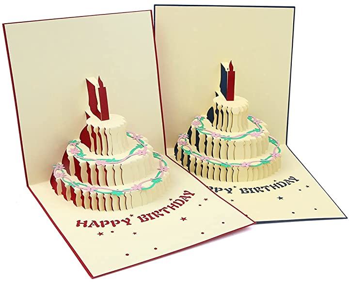 バースデーカード 誕生日カード 立体 3Dケーキ 2つのセット 封筒付き ...