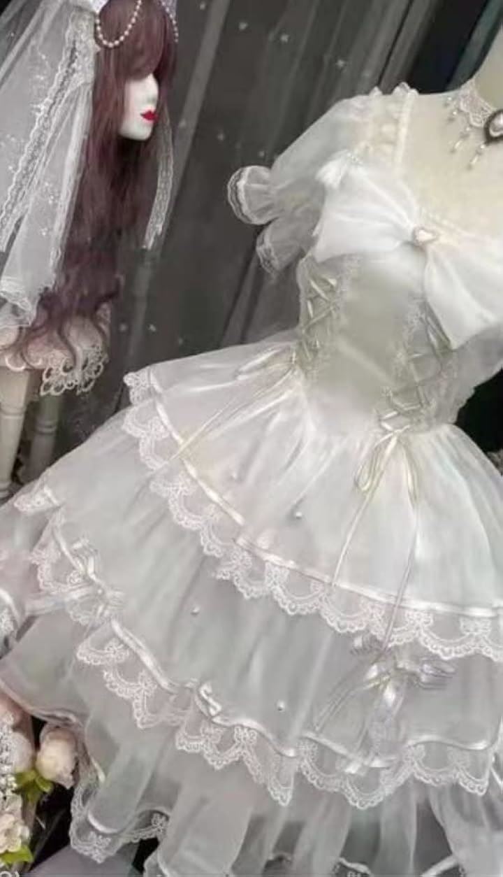 レディレイジー 白 ドレス ロリータ ワンピース ウェディング 結婚式 コスプレ ひざ丈