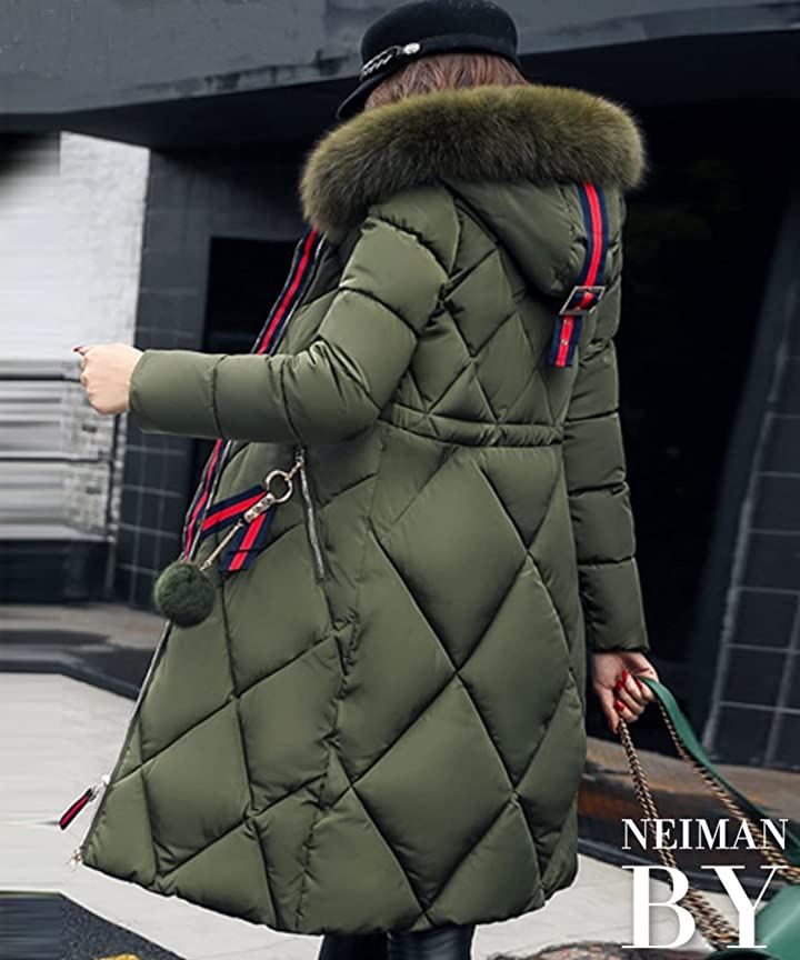 人気本物保証 コート ファー付きフード ロング ジャケット 中綿(カーキ, XL)： HOT新作登場
