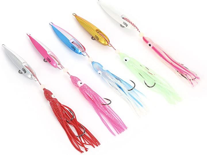 インチク 5色セット ジグ オモリ部分8cm タコベイト約12cm 青物 真鯛 マダイ 根魚 ロックフィッシュ ヒラメ カブラ タイラバ 鯛