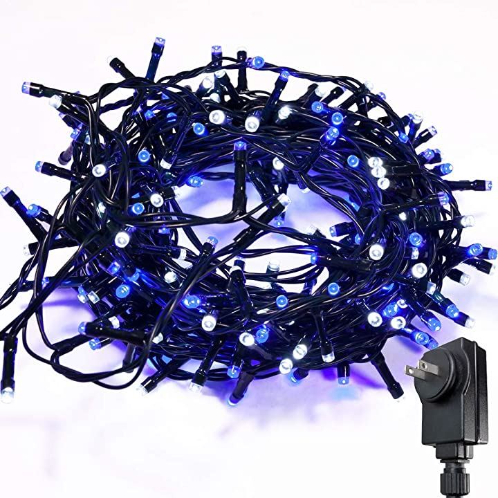 LEDストリップ二色デザイン イルミネーションライト ダークグリーンケーブル クリスマス用品 パーティー・イベント用品・販促品 おもちゃ・ホビー・ゲーム(ブルー青色+白色, 600 LEDs 33M)