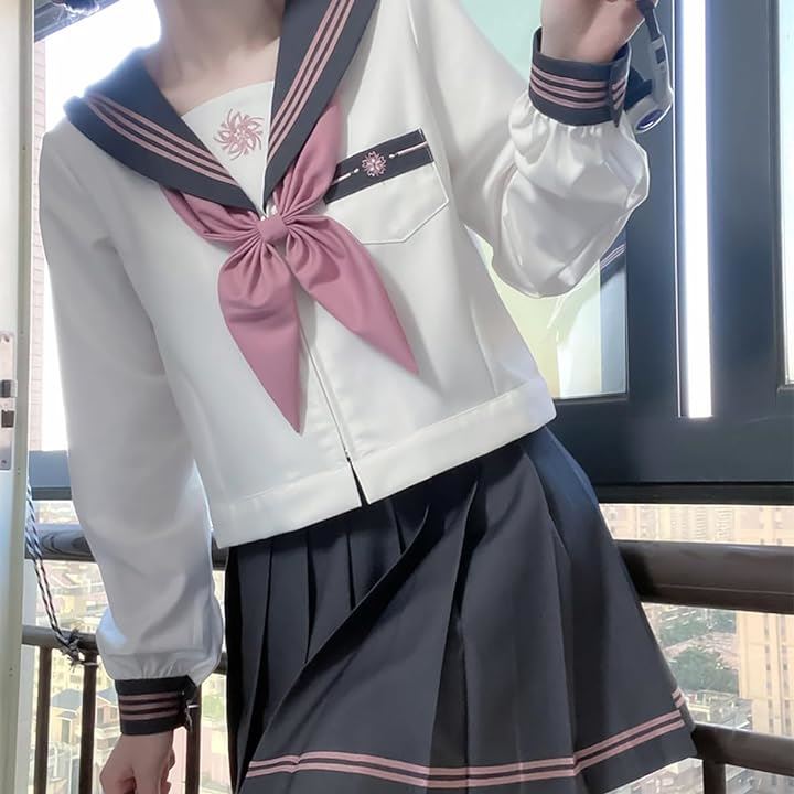 Qoo10] 制服 セーラー服 グレー白三本 3点セッ