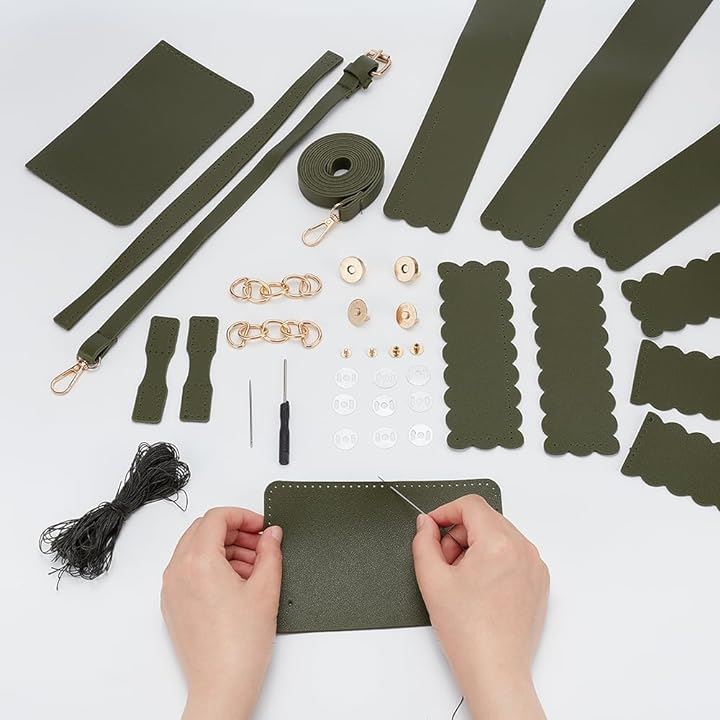 財布作成キット PUレザーかぎ針編みハンドバッグ作成キット DIY クロスボディバッグ材料作成セット バッグステッチキット製作用品