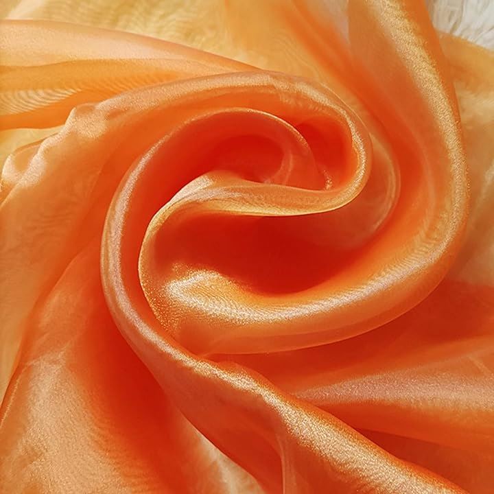 高光沢 オーガンジー 生地 3ｍx幅150cm 手芸 カラー 無地 布( オレンジ)