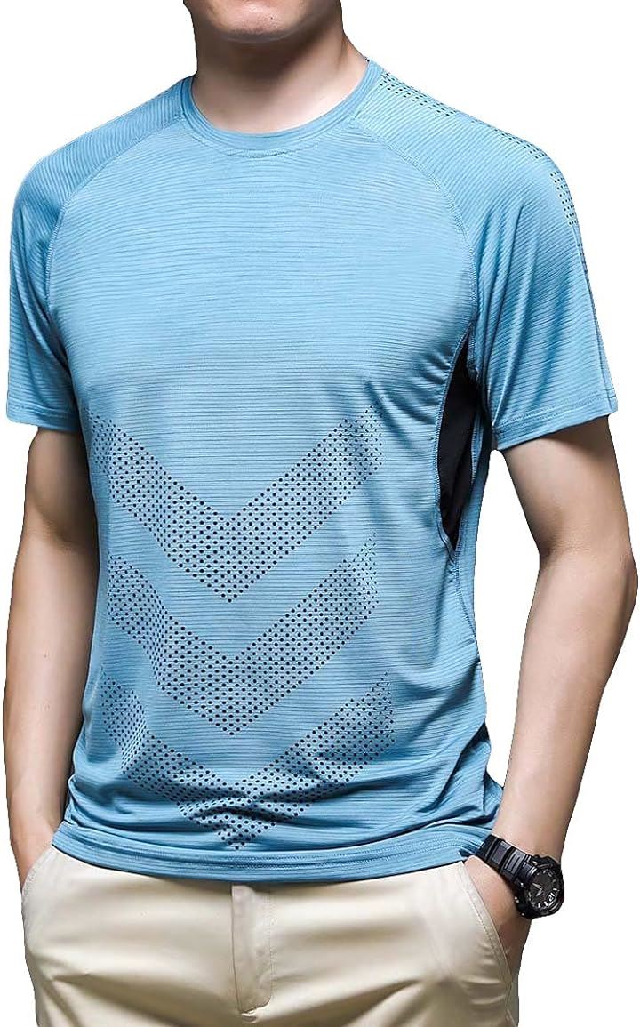 機能性 メンズ Tシャツ 涼しい 半袖 消臭 吸汗速乾 DRY 抗菌 防臭ドライ( 02-Blue, 3XL)