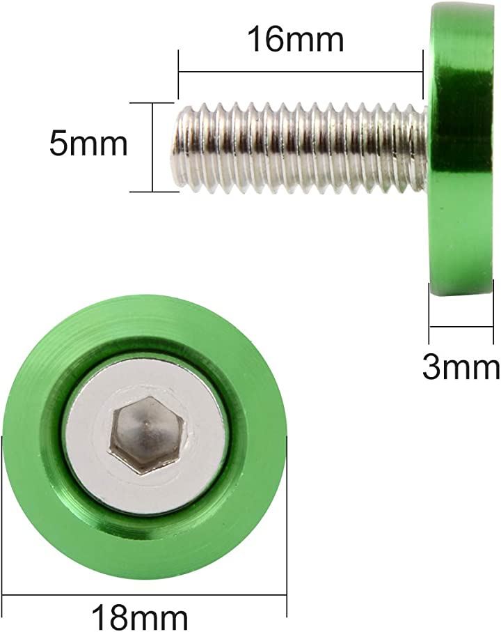 M6×18mmカラーメッキボルト2本 グリーン - パーツ