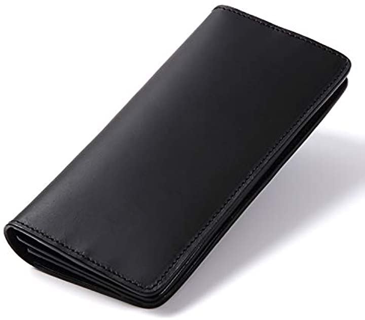 長財布 本革 レザー 小銭入れ 二つ折り メンズ 型崩れしない ブラック