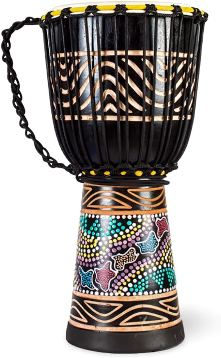 Uccellino ジャンベ 8インチ 民族楽器 子供 ハンドドラム 置物 太鼓 40cm( ブラック)