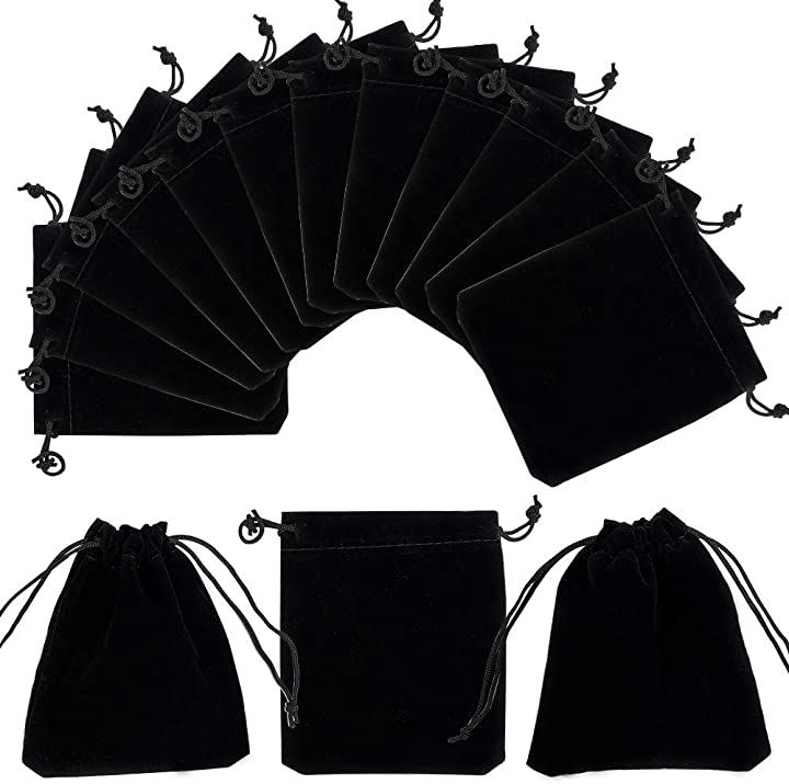 12x10cm ジュエリーポーチ 巾着袋 MDM( ブラック 横型 12x10cm 50枚, 12x10cm 50枚)