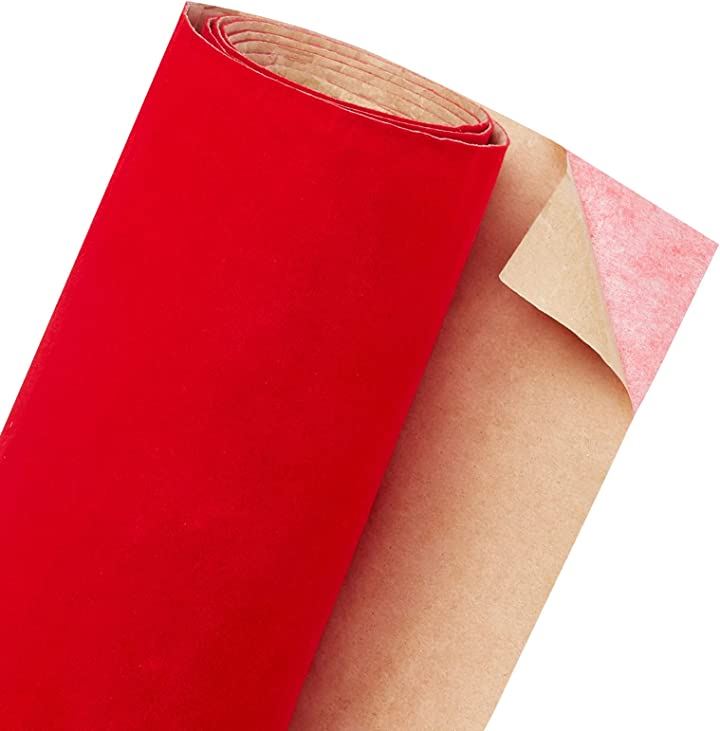 2ｍ巻 貼りビロード生地 ベルベット生地 幅40cm 厚さ0 06cm ポリエステル ベロア 貼りシート付 生地 布 手芸 クラフト 生地 日用品雑貨 文房具 手芸 明るい赤色 クイックスピード ヤマダモール店