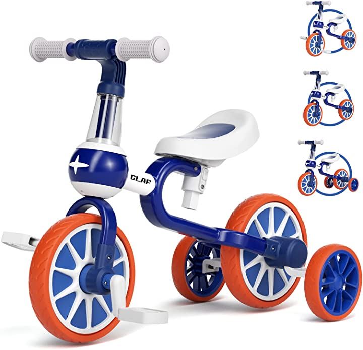 三輪車 子ども用 4 in 1 ペダルなし自転車 組み立て 2-4歳 ランニングバイク 子供用 持ち運び便利 乗物玩具・三輪車 おもちゃ おもちゃ・ホビー・ゲーム(ブルー)