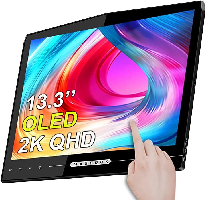 2K 有機elモバイルモニター タッチ Eleduino 13.3インチ OLED モバイルディスプレイ 2560x1440 100% DCI-P3  薄型液晶パネル Type-C/mini HDMI/スタンドカバー付き