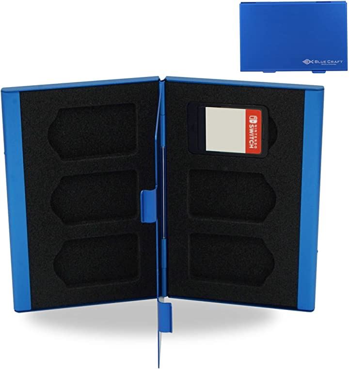 BLUECRAFT Switch対応ゲームカード ケース 静電対応 最大6枚 アルミタイプ 周辺機器 NintendoSwitch テレビゲーム 本・音楽・ゲーム(ブルー, 「アルミタイプ 最大6枚収納」)