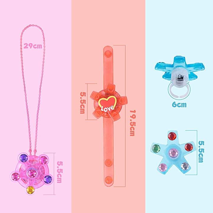 子供 景品 光る ブレスレット 指輪 ネックレス 24点豪華セット 回転可能
