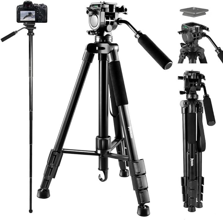 三脚 一脚 カメラ ビデオカメラ 可変式 360回転 クイックシュー式 3Way( ブラック, 165CM)