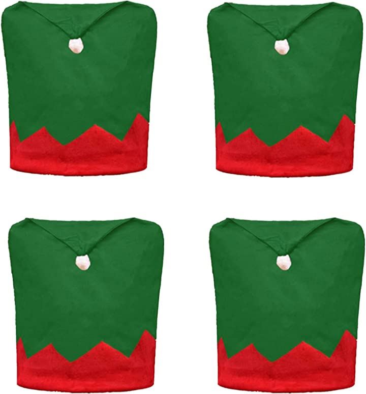クリスマス椅子カバー 椅子背もたれカバー チェアバックカバー クリスマスツリー クリスマス飾り 4枚セット、グリーン クリスマス用品 パーティー・イベント用品・販促品 おもちゃ・ホビー・ゲーム