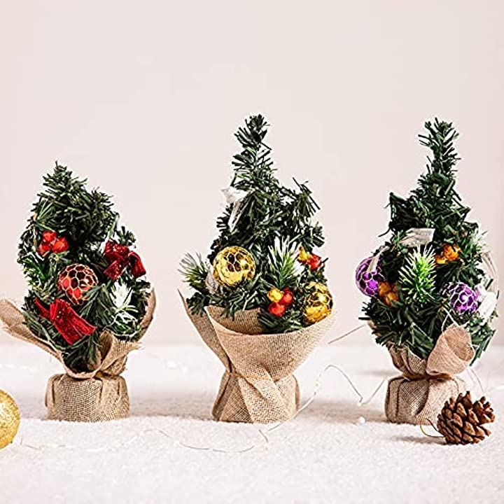 ミニクリスマスツリー クリスマス飾り クリスマス用品 雰囲気作り 20cm 3個セット 黄、赤、紫