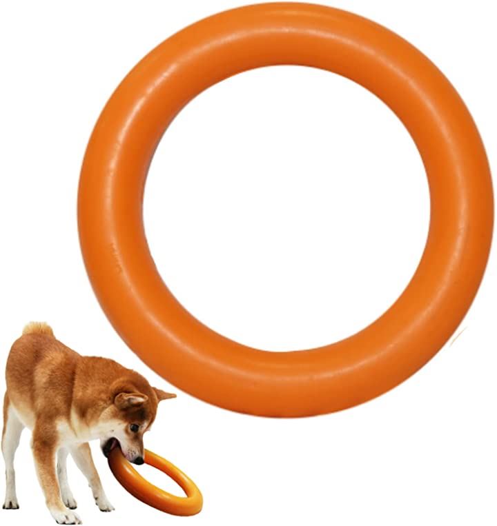 リングのおもちゃ ゴム製のおもちゃ 犬 円形 犬用品 ペット・ペットグッズ(オレンジ, S)