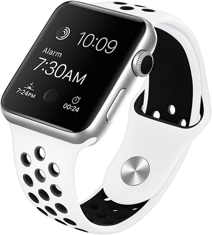 Apple Watch バンド アップルウォッチ ベルト 42 44 45mm対応 Series 1 3 6 7 白 x 黒 Sサイズ スマートフォンアクセサリー 家電・PC(ホワイト/ブラック, Sサイズ(42/44/45/49ｍｍ))