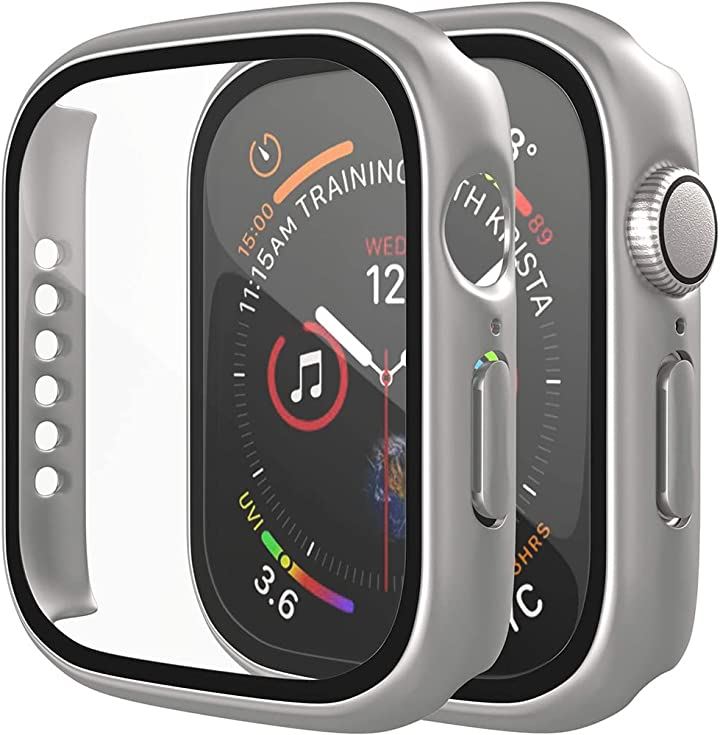 アップルウォッチ カバー Apple watch ケース 保護ケース 保護カバー スマートフォンアクセサリー 携帯電話・スマートフォン 家電・PC(シルバー, 49mm)