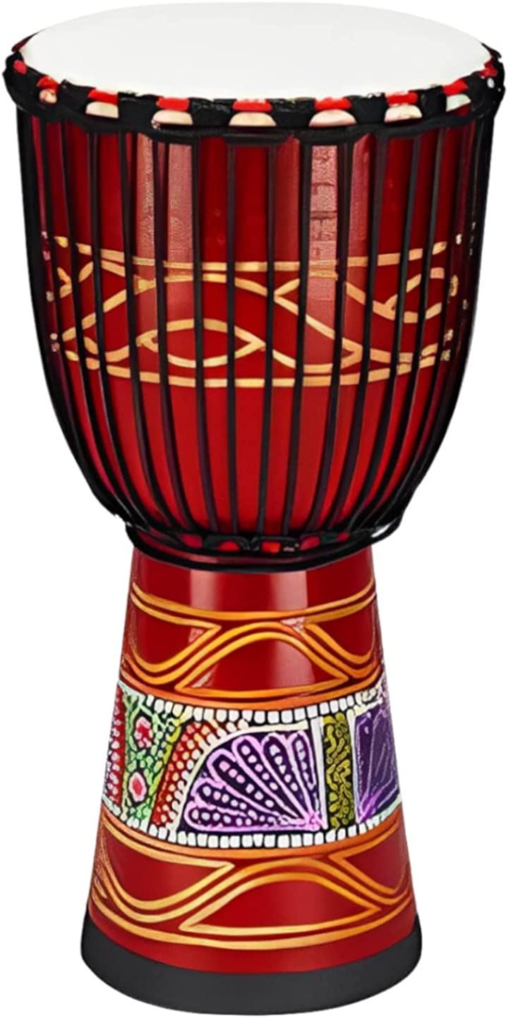 ジャンベ 大 8インチ 楽器 太鼓 民族楽器 ハンドドラム レッド( レッド(装飾）直径20cm，高さ40cm)
