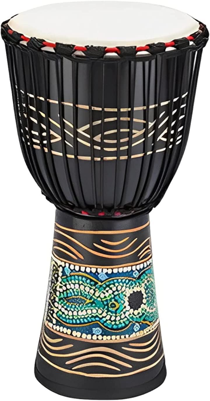 ジャンベ 大 8インチ 楽器 太鼓 民族楽器 ハンドドラム 装飾( ブラック(装飾) 直径20cm，高さ40cm)