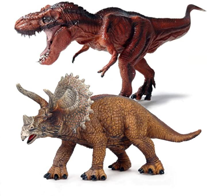 恐竜 レッド ティラノサウルス トリケラトプス フィギュア おもちゃ 2 