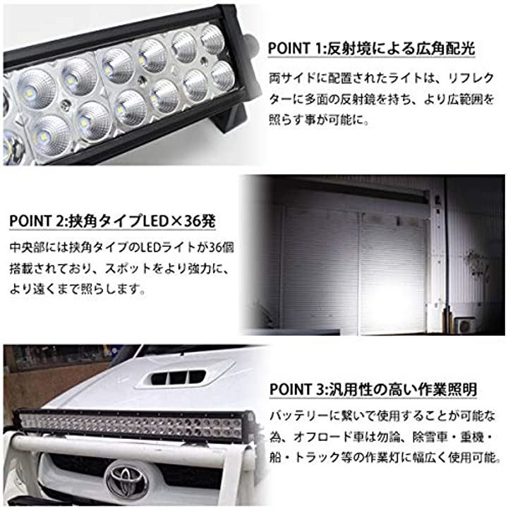 CREE LED 32インチ ライトバー 60連 180W ワークライト 作業灯 16200LM 12V/24V兼用 防水 防塵 オフロード