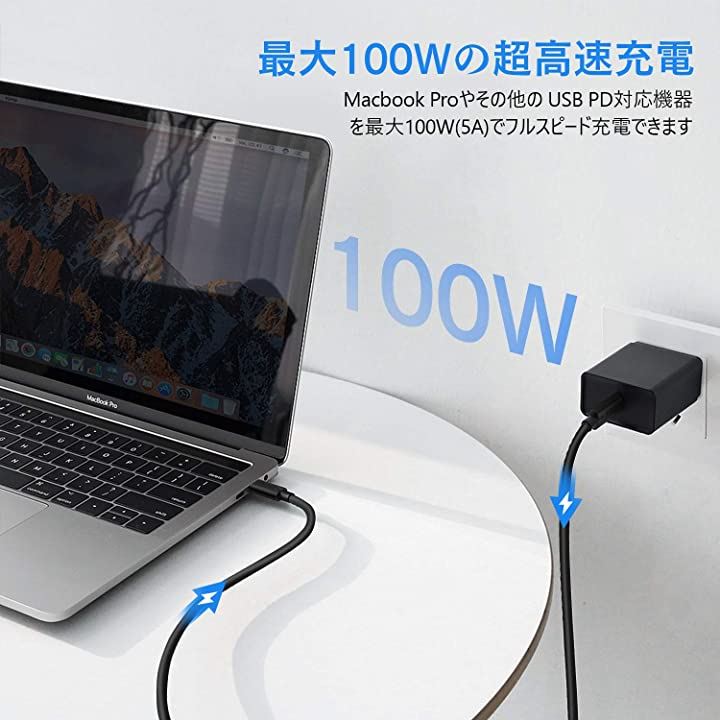 usb-c ケーブル type gen2 1m USB3.1 pd 100w対応 4K@60Hz 映像出力 ＆ 10Gbps高速データ転送 5A急速充電  柔らかいケーブル ブラック Switch オフィス用品 パソコン・周辺機器(ブラック)：[クイックスピード ヤマダモール店]