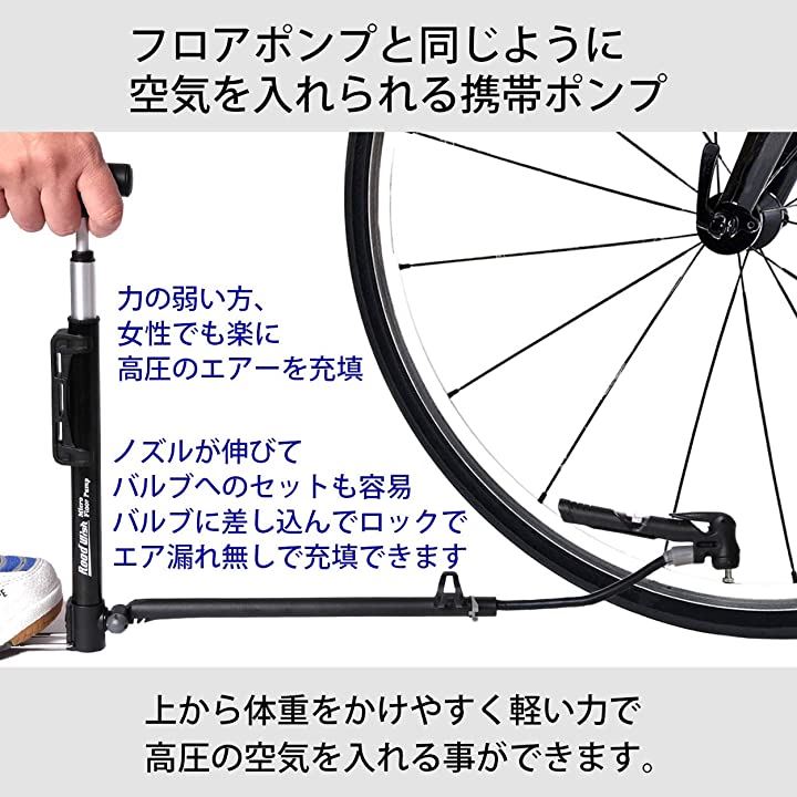 自転車 空気入れ ロードバイク クロスバイク 仏式-米式-英式-携帯ポンプ-ミニフロアポンプ-エアゲージ付RW-CPT88 RoadWish