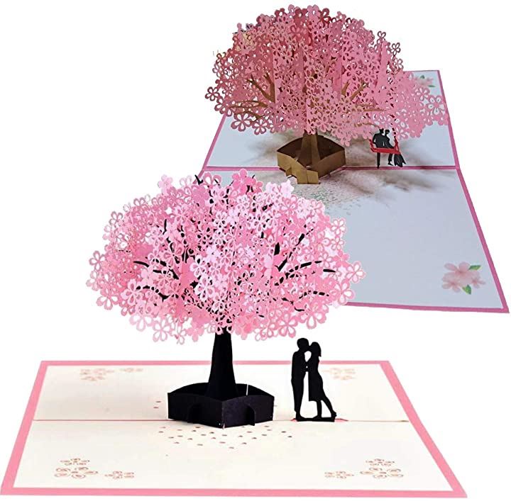 ポップアップ カード メッセージカード ２枚 セット 封筒 付き 桜の木 想い 感謝 などに