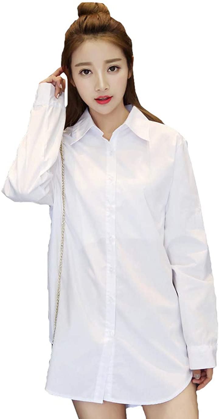 白シャツ レディース 彼シャツ 長袖 大きいサイズ ブラウス M-3XL トップス レディースファッション(ホワイト, 2XL)