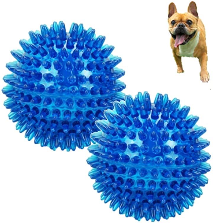 犬 遊び道具 ボール 6cm 2個セット 大型犬 おもちゃ 噛む 小型犬 ペット 歯磨き 天然素材 跳ねる ブルー